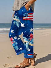 Pantalons décontractés Beach Turtle America Flag Print pour femmes